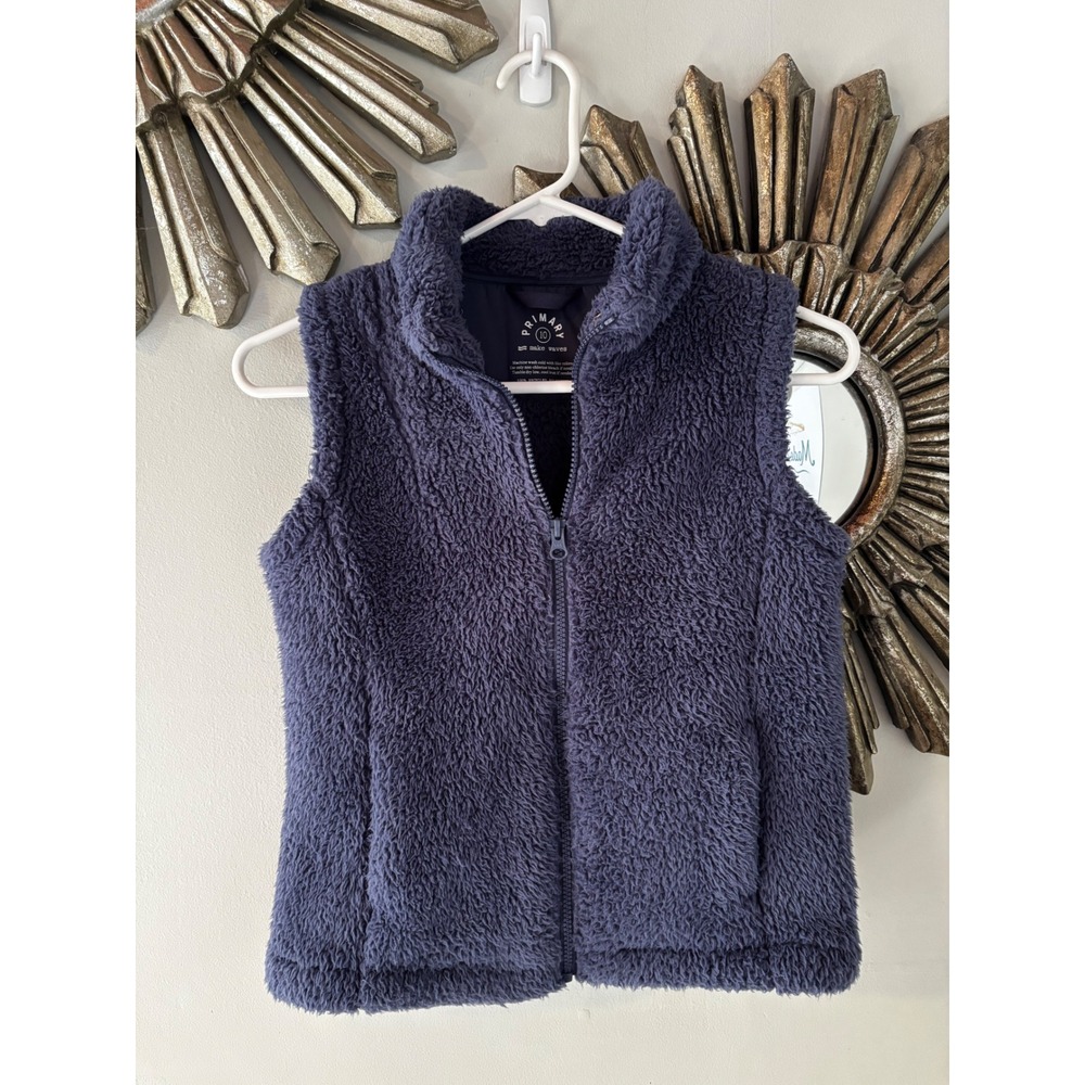 Primary Kids Navy Sherpa Fleece Zip Vest Cozy Minimalist 10